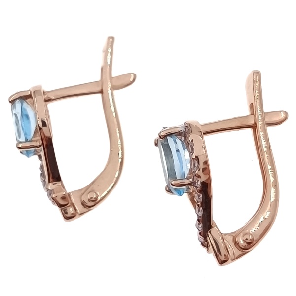 Серьги из золота 585 пробы с топазом и фианитом