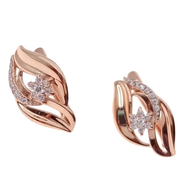 Серьги из золота 585 пробы с фианитом