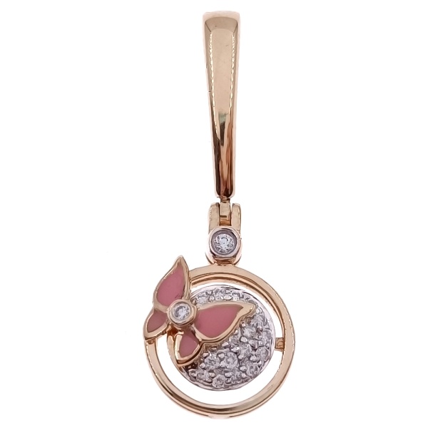 Подвеска из золота 585 пробы с бриллиантами, эмалью