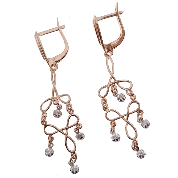 Серьги из золота 585 пробы с фианитом