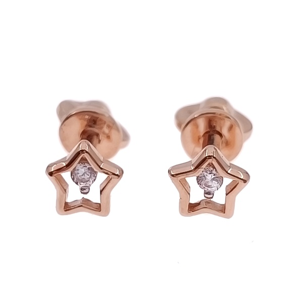 Пусеты из золота 585 пробы с фианитом