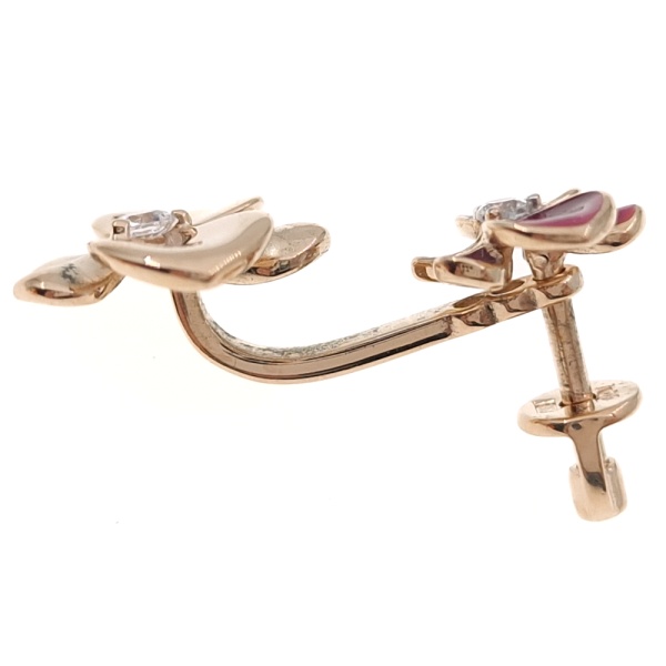 Пусеты из золота 585 пробы с эмалью и фианитом