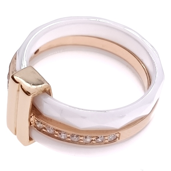 Кольцо из золота 585 пробы с бриллиантами, ювелирной вставкой и фианитом