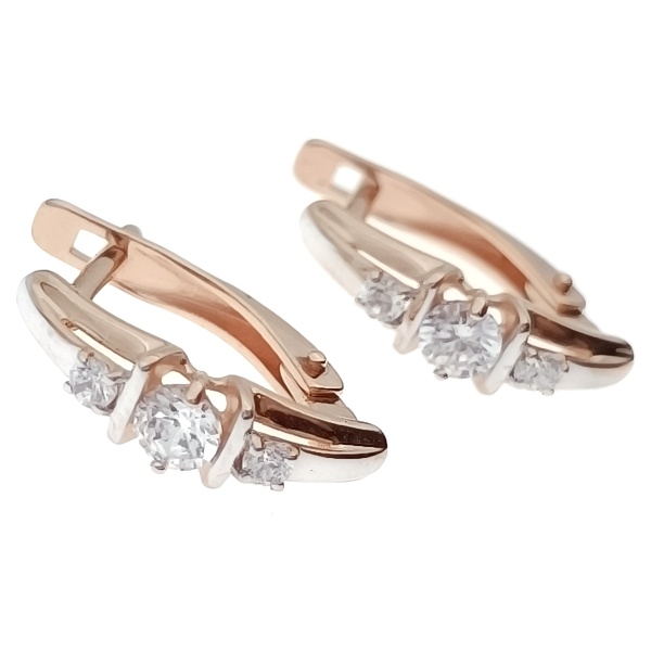 Серьги из золота 585 пробы с фианитом