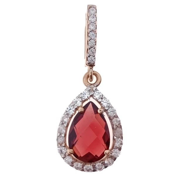 Подвеска из золота 585 пробы с гранатом и фианитом