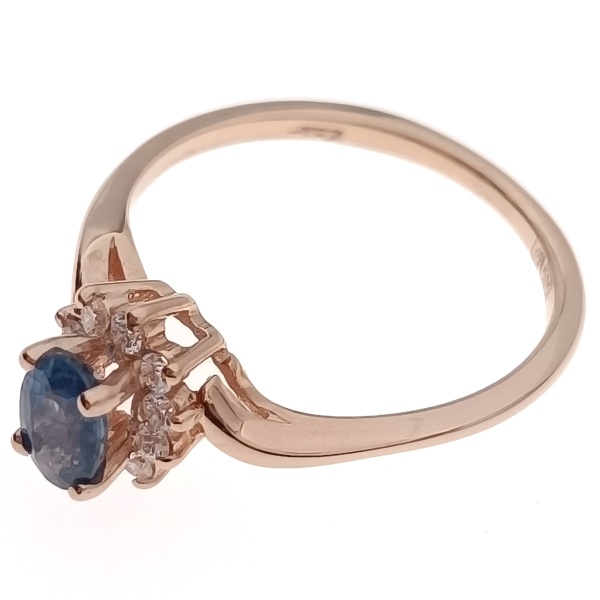 Кольцо из золота 585 пробы с бриллиантами и сапфиром