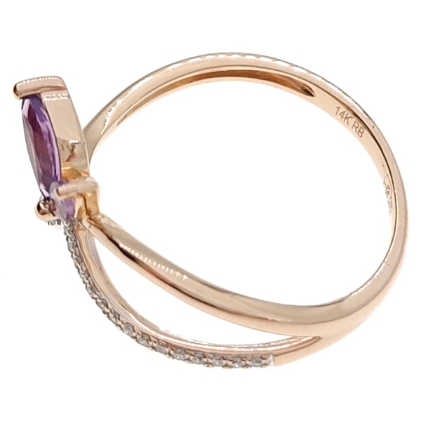 Кольцо из золота 585 пробы с бриллиантами и аметистом