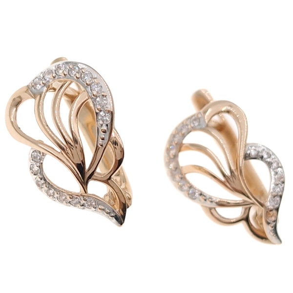 Серьги из золота 585 пробы с фианитом
