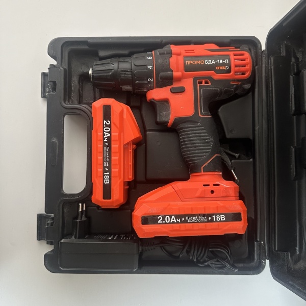 Дрель-шуруповерт аккумуляторная БДА-18-П, 18 В Li-ion 2х2 Ач