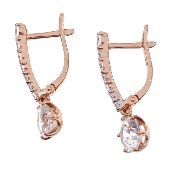 Серьги из золота 585 пробы с фианитом