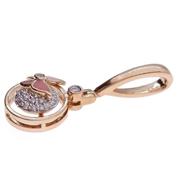 Подвеска из золота 585 пробы с бриллиантами, эмалью