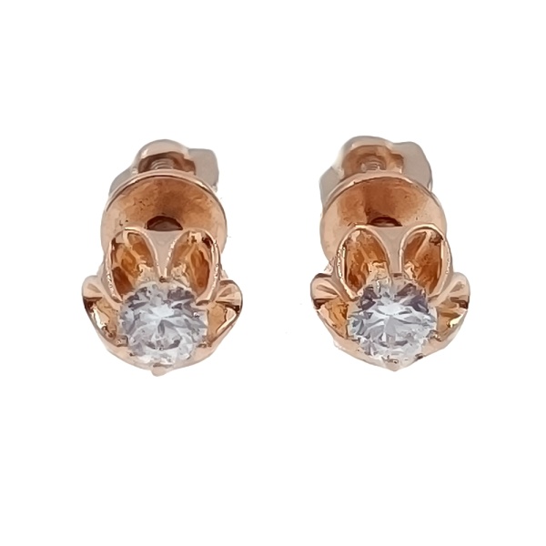 Пусеты из золота 585 пробы с фианитом