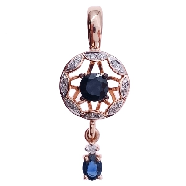 Кулон из золота 585 пробы с бриллиантами, сапфиром