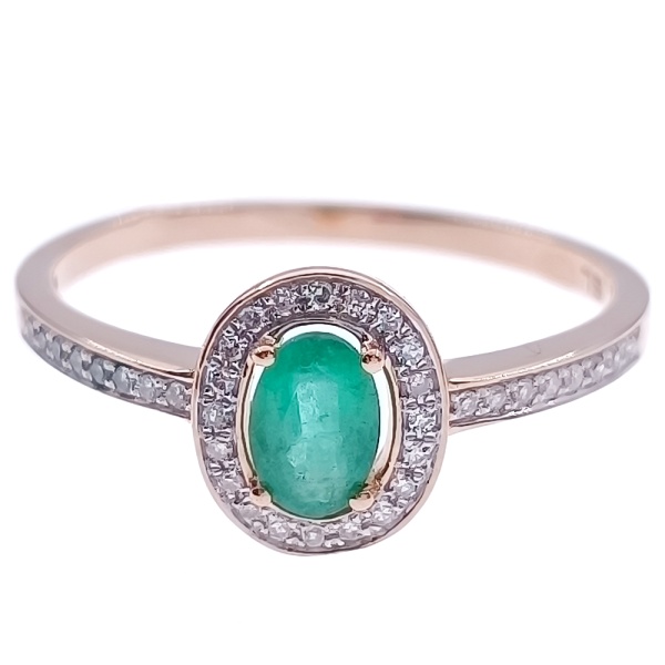 Кольцо из золота 585 пробы с бриллиантами и изумрудом