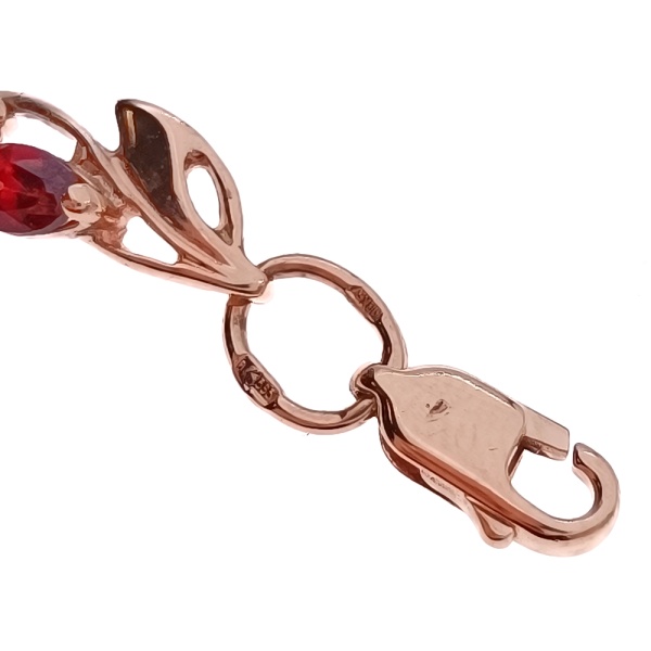 Браслет из золота 585 пробы с гранатом