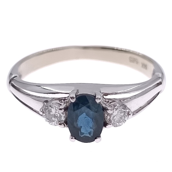 Кольцо из золота 585 пробы с бриллиантами и сапфиром