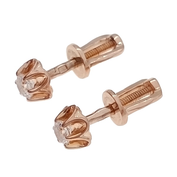 Пусеты из золота 585 пробы с фианитом