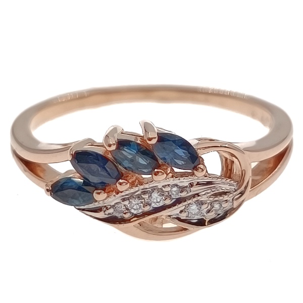 Кольцо из золота 585 пробы с бриллиантами и сапфиром