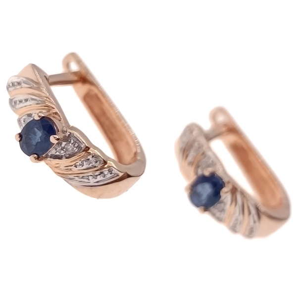 Серьги из золота 585 пробы с бриллиантами и сапфиром