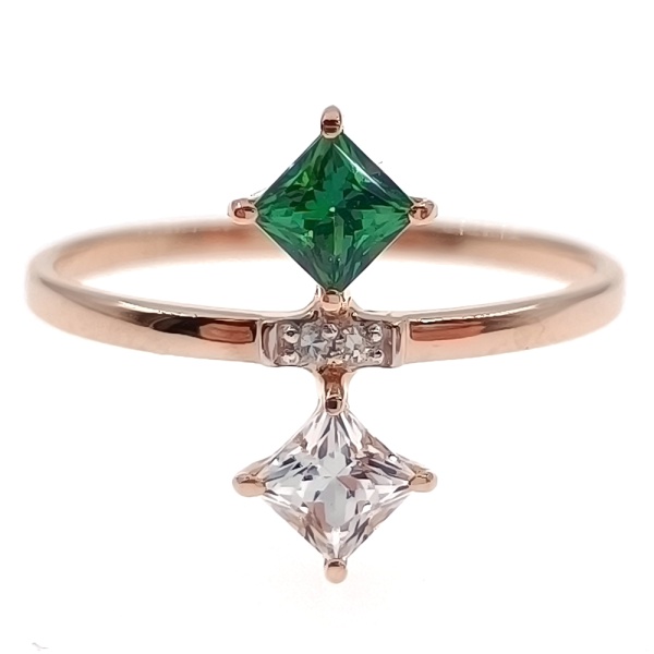 Кольцо из золота 585 пробы с бриллиантами и фианитом